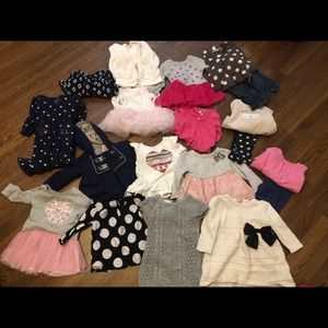 Multiple pieces of infant winter clothes